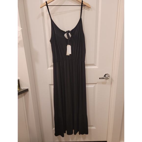 Loveappella Black Maxi Dress with tie front - Picture 2 of 9